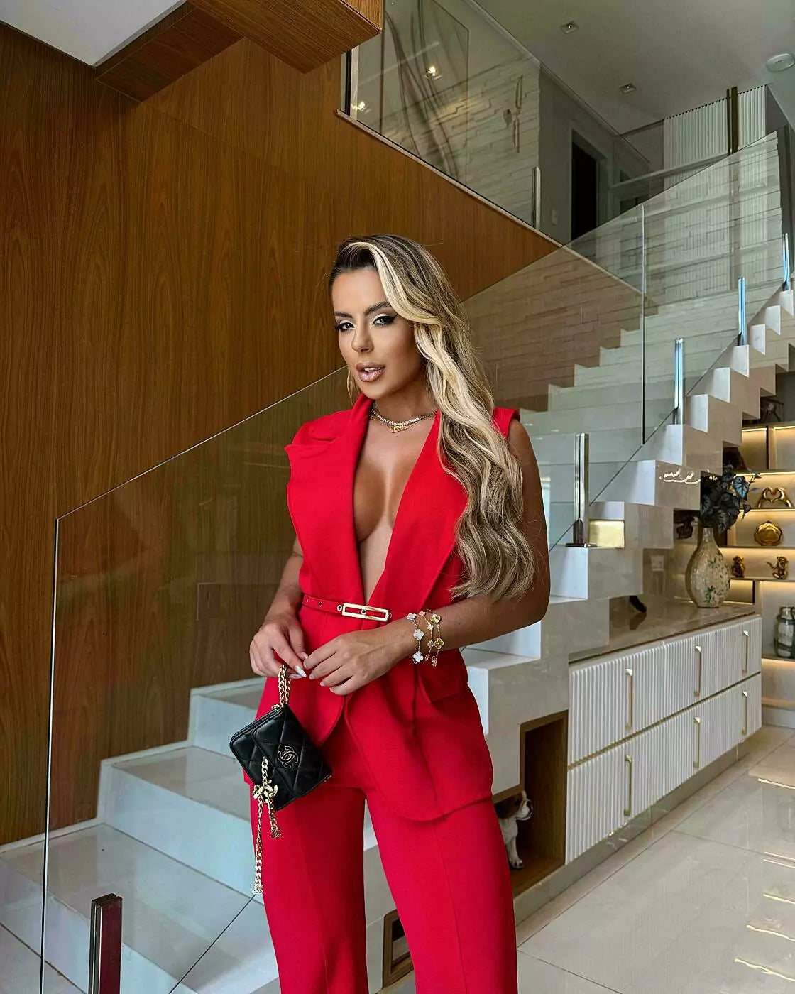 Conjunto Dafne - Preto | Vermelho | Marrom